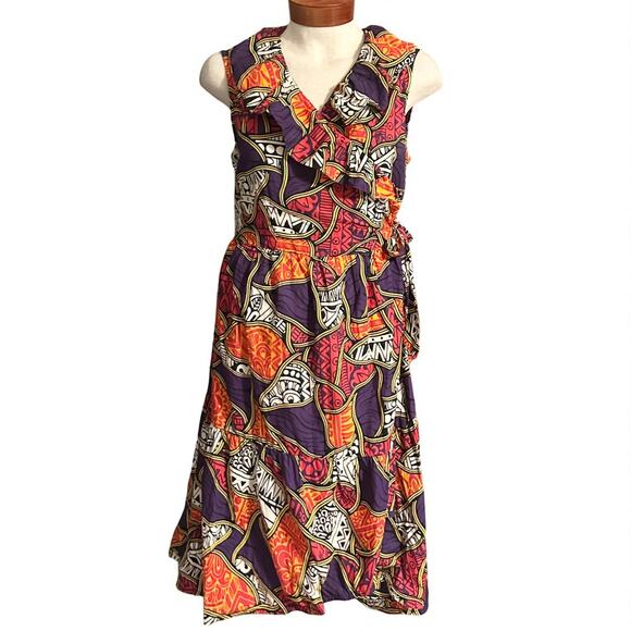 Ashro Plus Size Maxi Dress 18W Sleeveless V Neck Wrap Pockets Afrocentric Boho - Picture 1 of 10